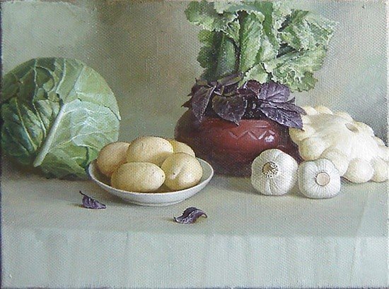 Натюрморт с капустой живопись