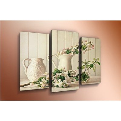 Триптих цветы в вазе