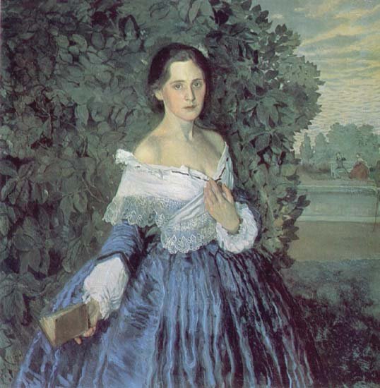 Сомов дама в голубом описание картины