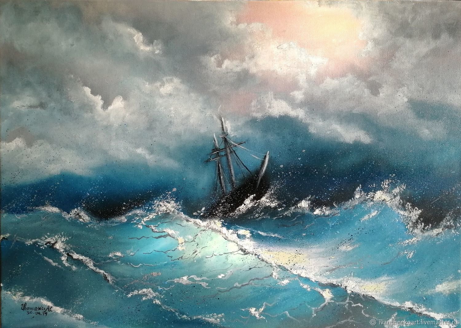 Картина шторм на море Айвазовский