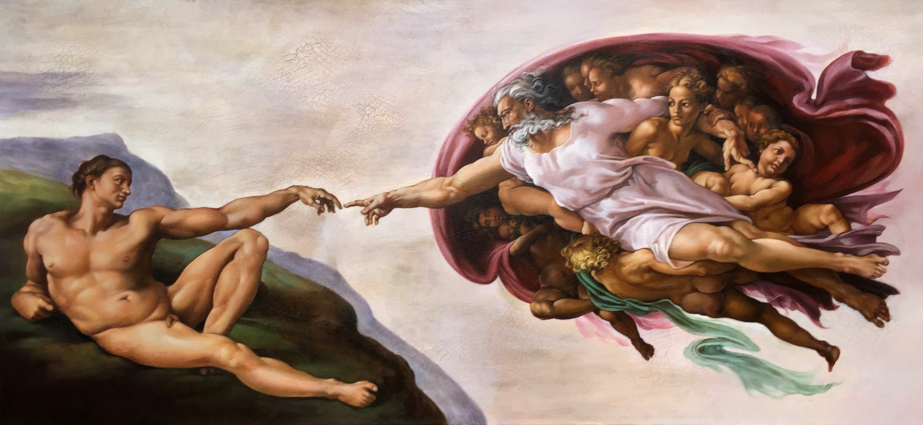 Картина рука тянется к руке микеланджело что означает.
