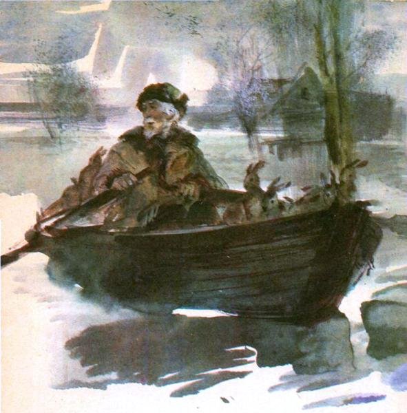 Дед Мазай и зайцы иллюстрации