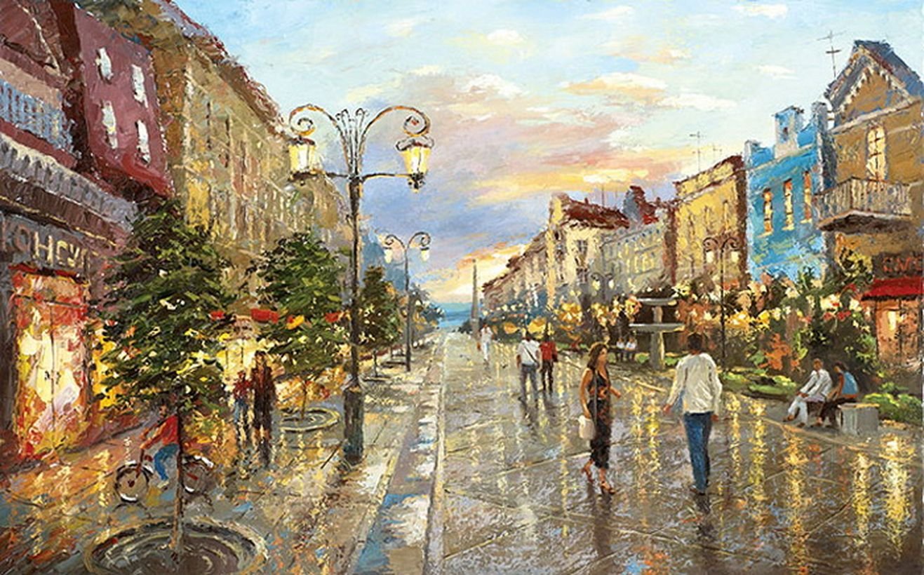Городской пейзаж живопись Дмитрия Спироса