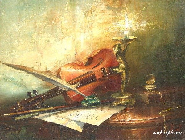 Жан Батист удри натюрморт со скрипкой