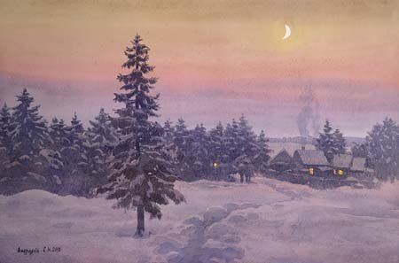 Художник Сергей Андрияка картины Новогодняя ночь