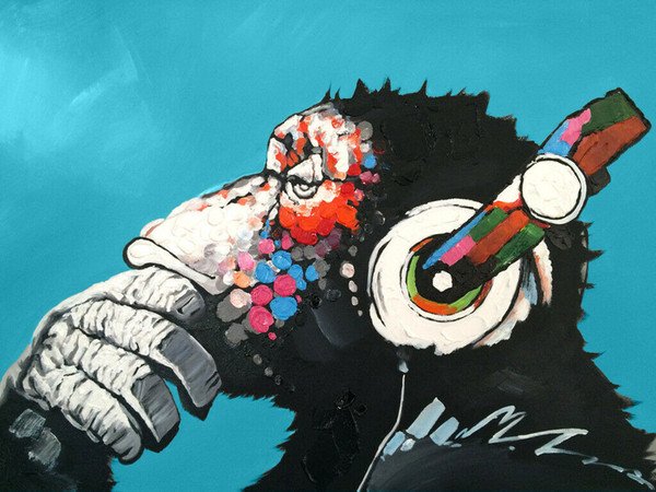 Горилла в наушниках картина