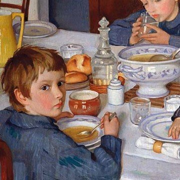 Картина Зинаиды Евгеньевны Серебряковой за обедом