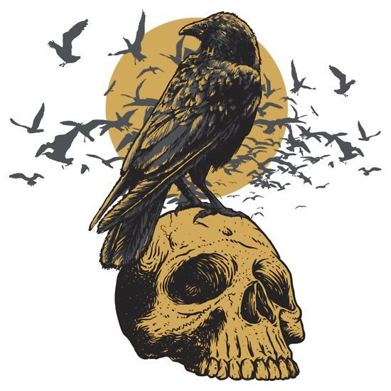Ворон на черепе