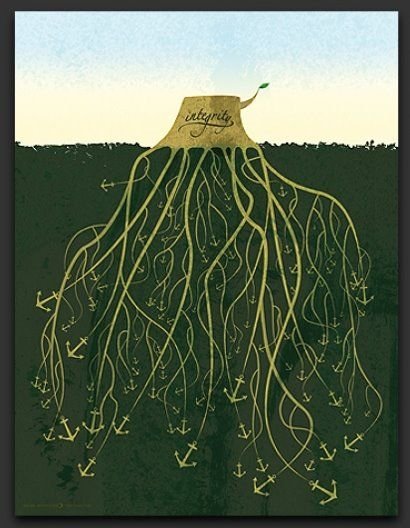 Гравюра дерево с корнями