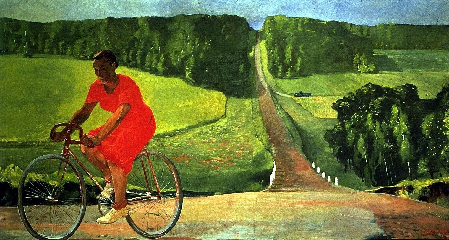 Дейнека колхозница на велосипеде 1935