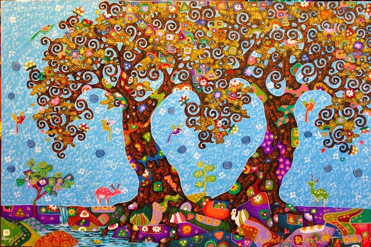 Что означает картина. Современное искусство картина дерево. Дерево с плодами картина. Картина дерево жизни. Красочное дерево на картинах.