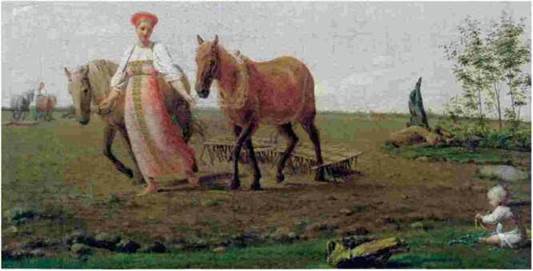 Алексей Венецианов, «на пашне. Весна», 1820-е