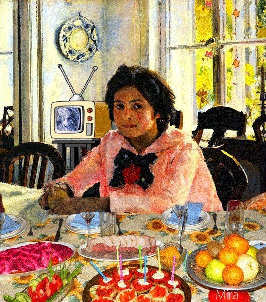 Серов девочка с персиками