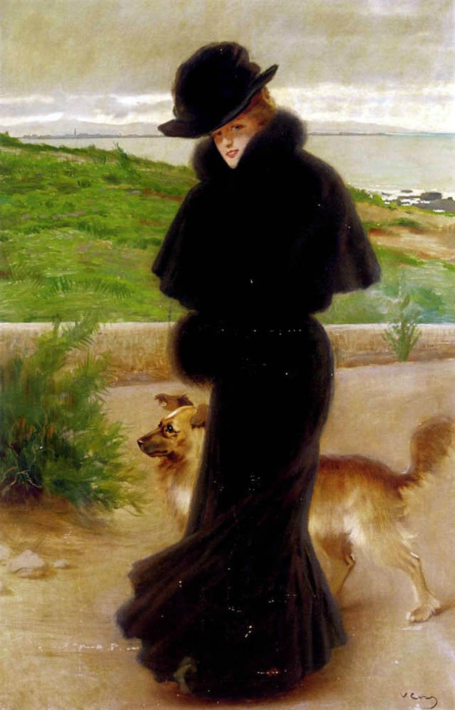 Витторио Маттео Коркос картины дама с собачкой
