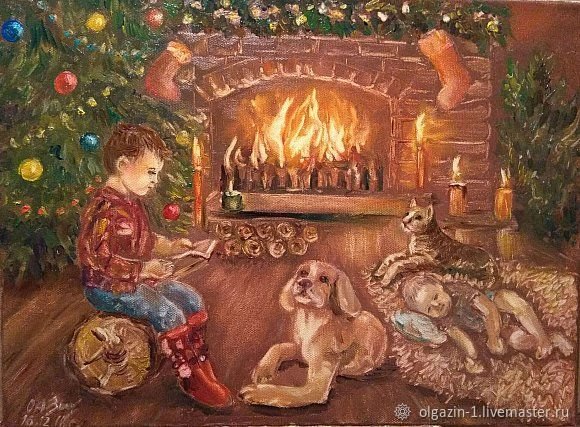Вечер у камина картина