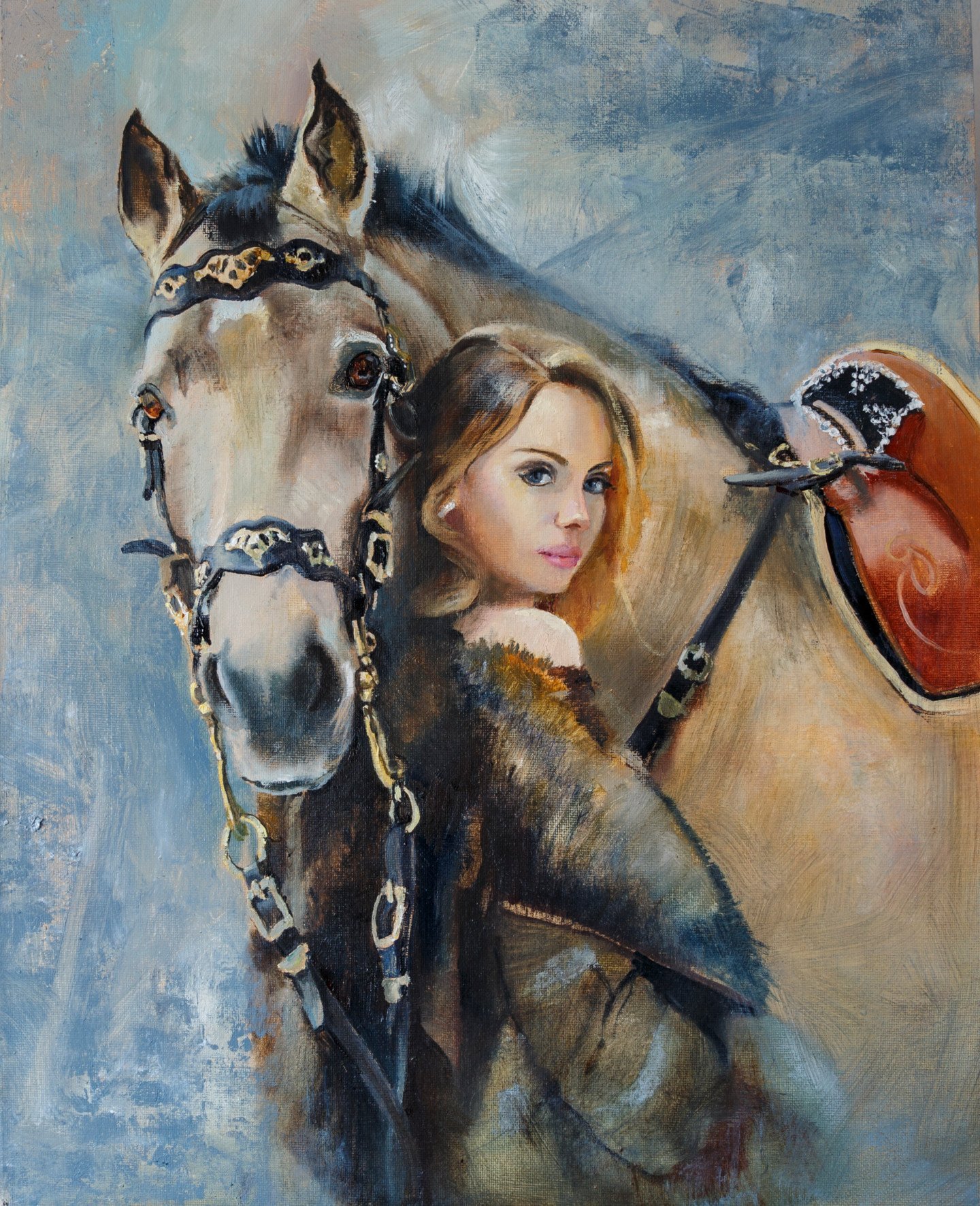 Девушка с лошадью живопись