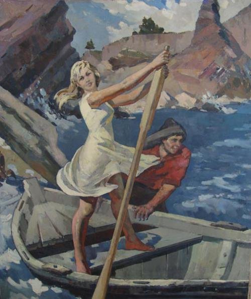 Девушка с веслом картина