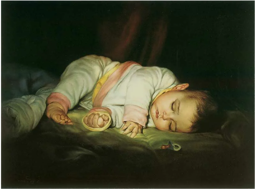 Мортеза Катузиан. Morteza Katouzian художник. Спящий ребенок. Младенец живопись.