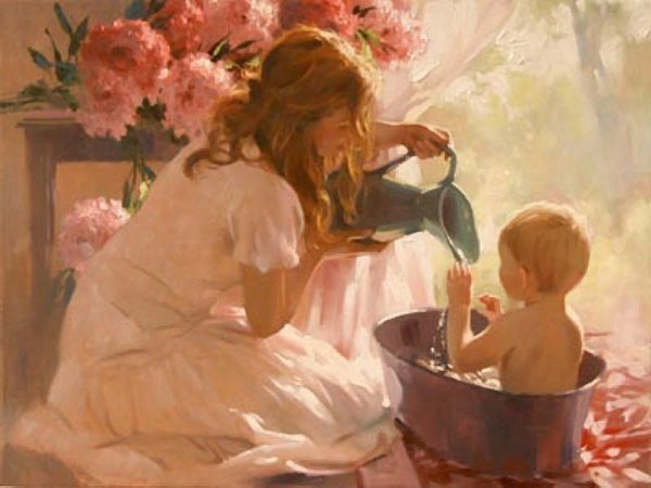 Мама с ребенком живопись