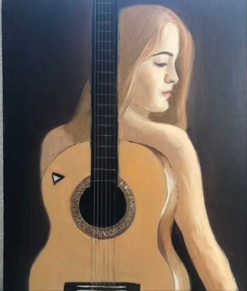 Девушка с гитарой картина