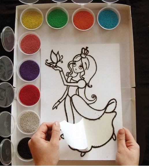 Рисование цветным песком для детей