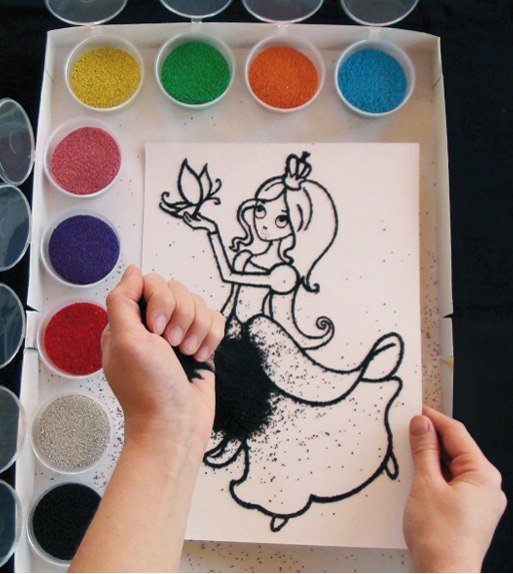 Аппликация из цветного песка