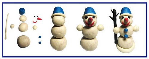 Снеговик пластилин