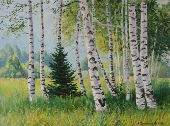 Правополушарное рисование березы