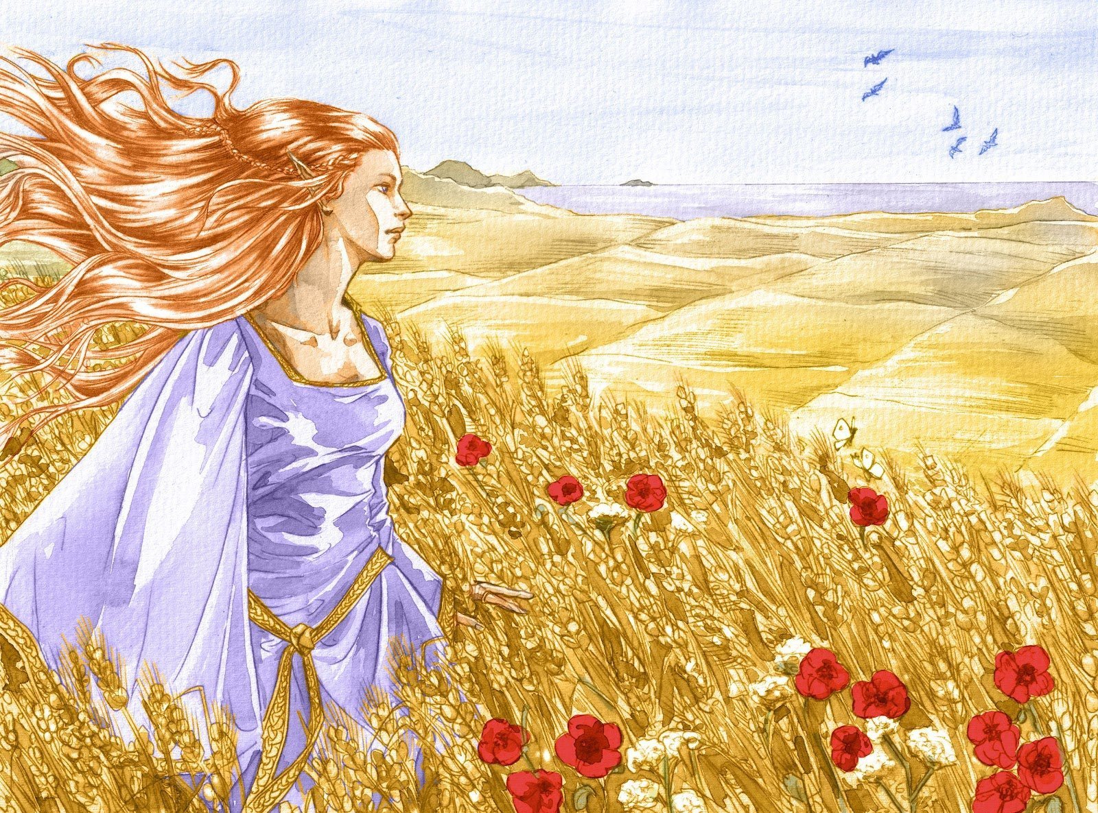 Женщина в пшеничном поле живопись