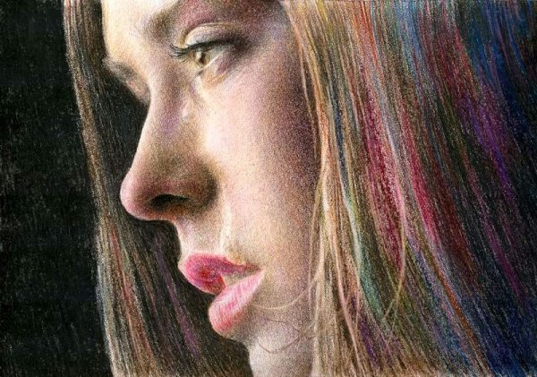 Одинокая девушка акварель