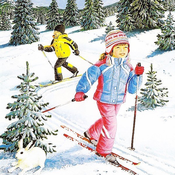 Катание на лыжах иллюстрации