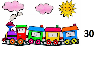 Паровозик с разноцветными вагонами