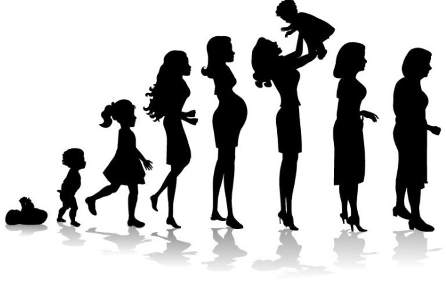 Взросление человека в литературе. Силуэты женщин разных возрастов. Силуэт ребенка. Этапы жизни женщины. Эволюция женщины.