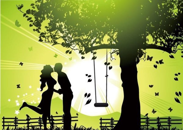 Девушка на качелях живопись