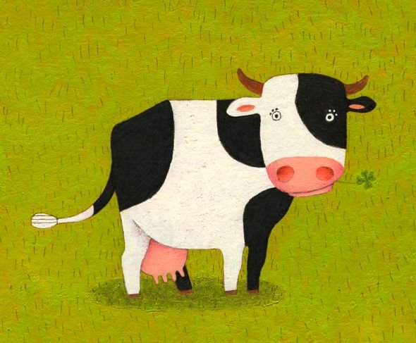 Корова красками для детей