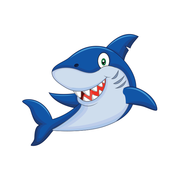 Акула на белом фоне для детей