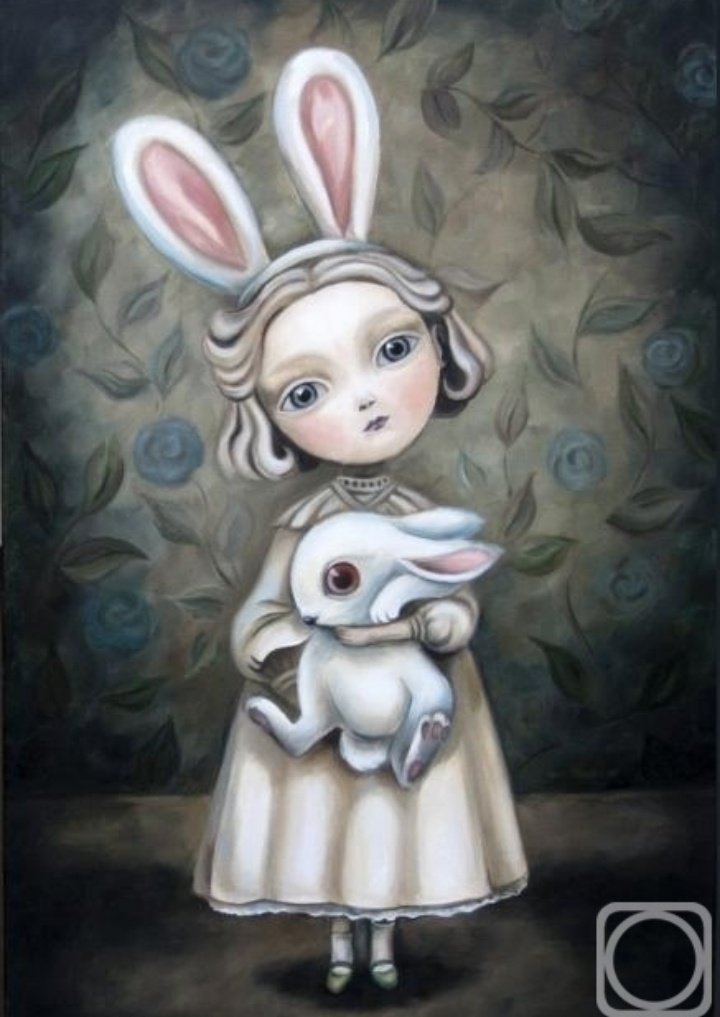 Подруги зайчики. Девочка зайчик. Девочка с кроликом. Заяц картина. Картина девочка с кроликом.