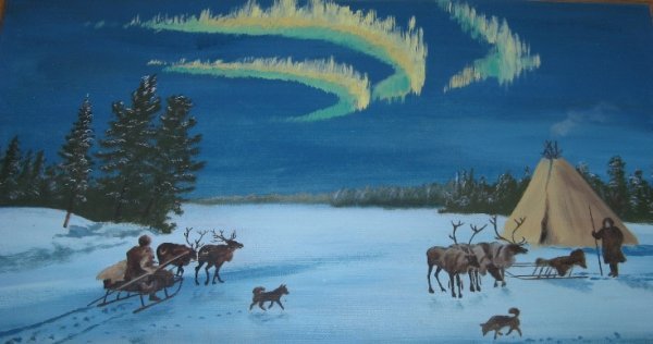 Северная олениха тундра художник