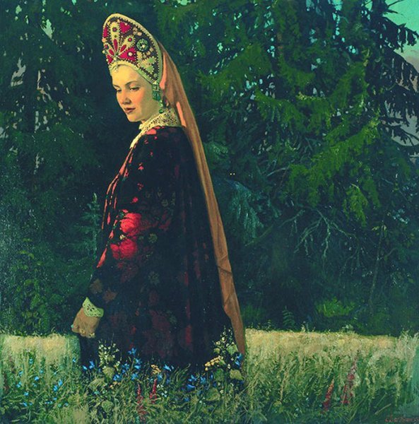 Венецианов девушка в кокошнике