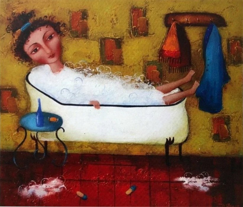 Женщина в ванной картина - 97 фото