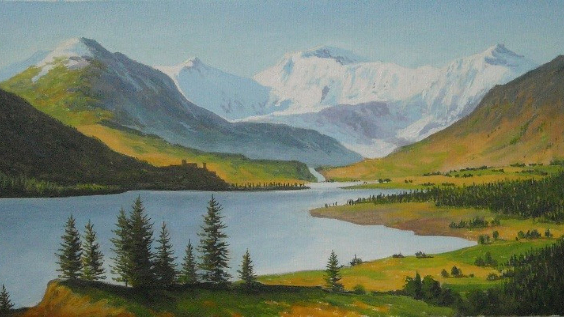 Алтайский пейзаж гуашью