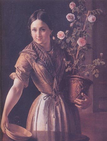 Василий Тропинин девушка с горшком роз