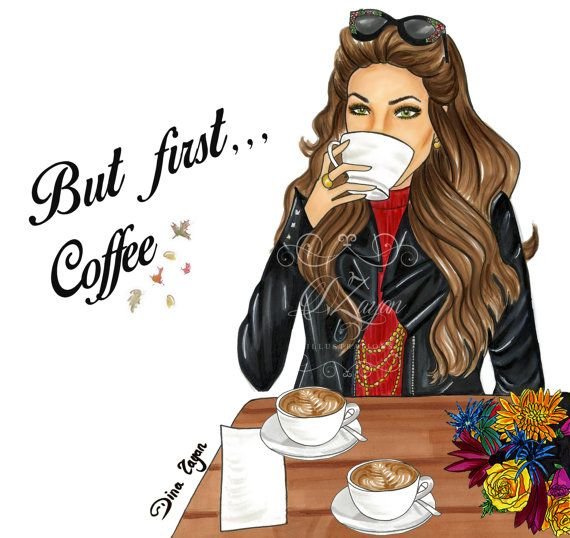 Модная девушка с кофе иллюстрации