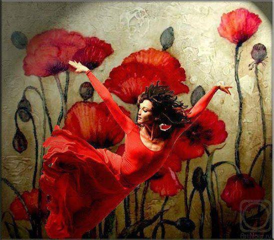 Девочка с маками живопись
