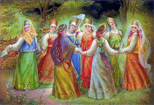 Федоскинская лаковая миниатюра хоровод