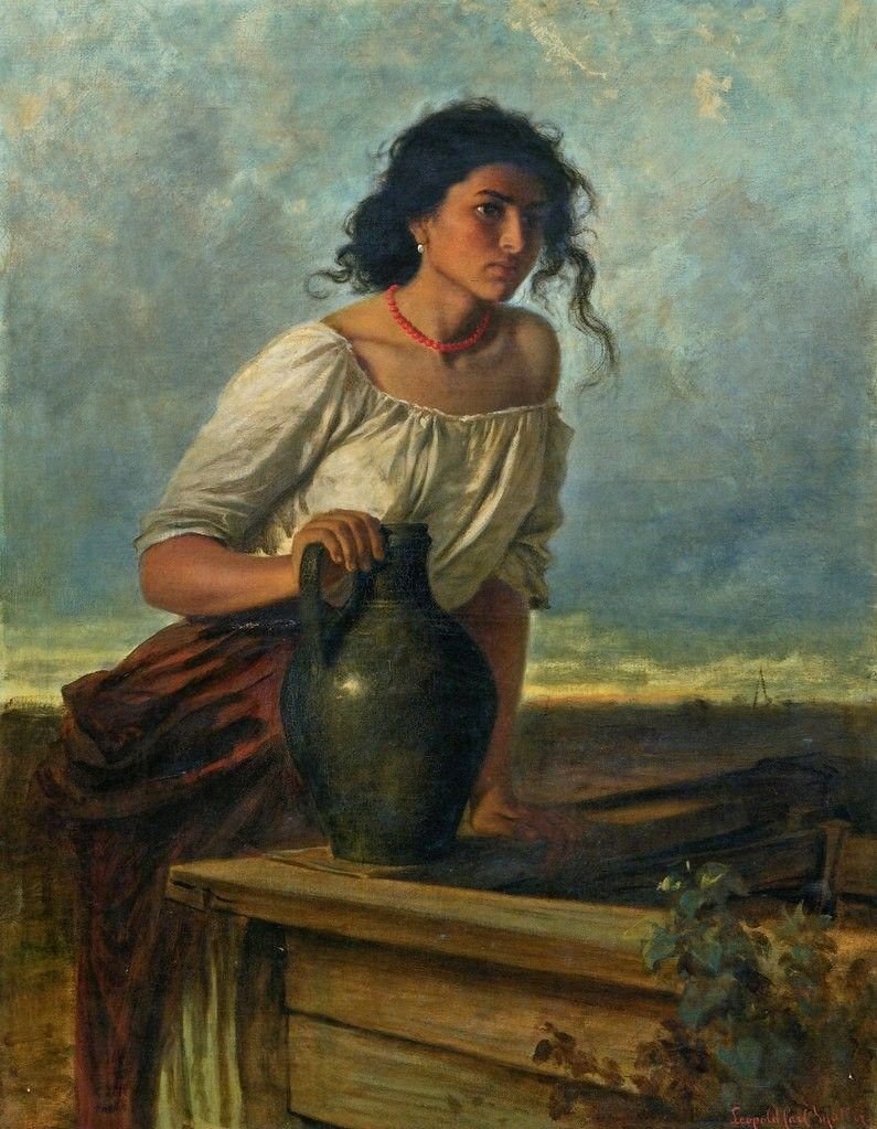 Картина девушка с кувшином на плече
