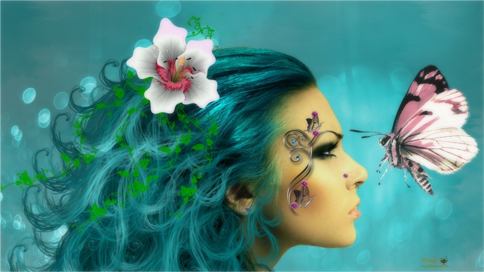 Картина девушка с бабочками