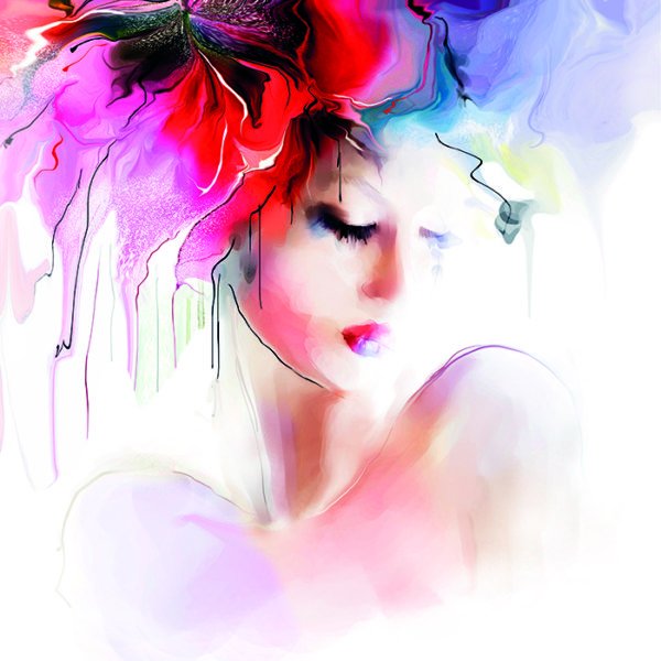 Женщина в цветах акварель