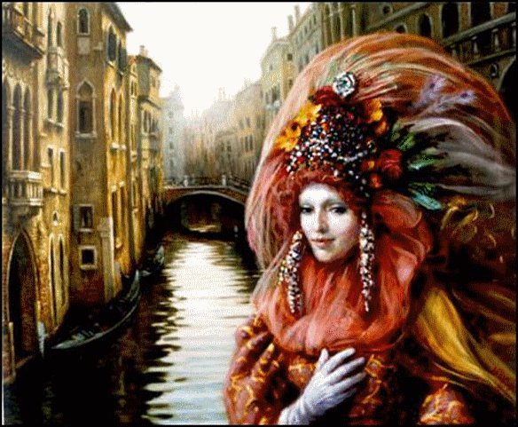 Картина девушка маскарад