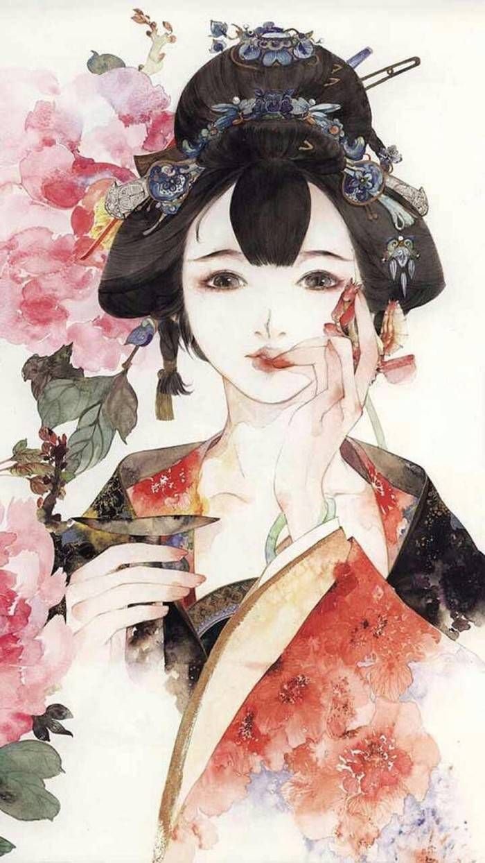 Японская девушка картина